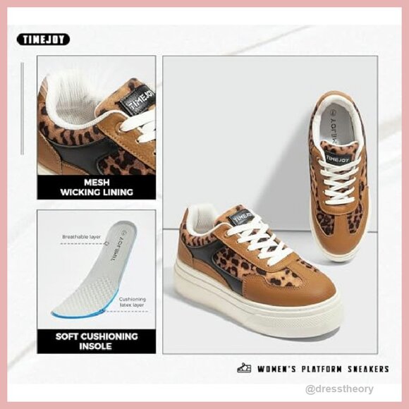 Women's Platform Sneakers Chunky Sole Non-Slip Comfortable Walking Shoes - Picture 6 of 8